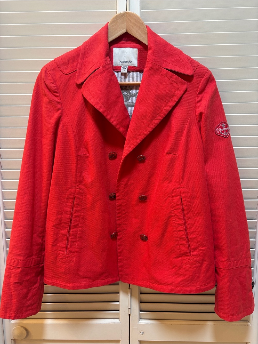 Faconnable Red Double-Breasted Pea Coat